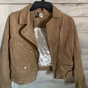 Tan suede moto jacket